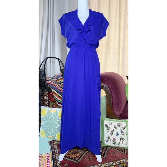 Vtg Cerulean Blue Gown - Picture 1 of 5